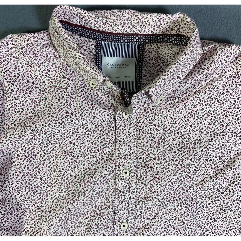 Cactus man Shirt Mens Large White/purple Long sleeve Collared Button